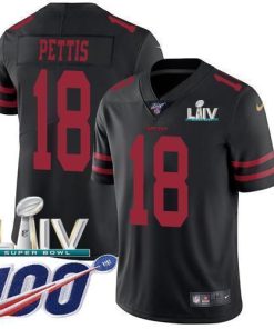 Nike San Francisco 49ers #18 Dante Pettis Black Super Bowl LIV 2020 Alternate Stitched NFL 100th Season Vapor Limited Jersey