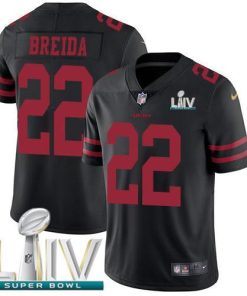 Nike San Francisco 49ers #22 Matt Breida Black Super Bowl LIV 2020 Alternate Stitched NFL Vapor Untouchable Limited Jersey