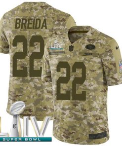 Nike San Francisco 49ers #22 Matt Breida Camo Super Bowl LIV 2020 Stitched NFL Limited 2018 Salute To Service Jersey
