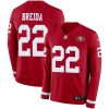 Nike San Francisco 49ers #22 Matt Breida Red Team Color Stitched NFL Limited Therma Long Sleeve Jersey