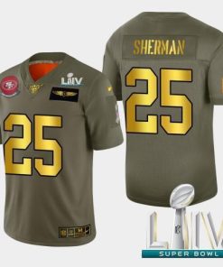 Nike San Francisco 49ers #25 Richard Sherman Olive Gold Super Bowl LIV 2020 2019 Salute to Service NFL 100 Limited Jersey