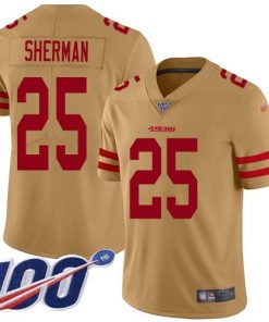 Nike San Francisco 49ers #25 Richard Sherman Gold Stitched NFL Limited Inverted Legend 100th Season Jersey