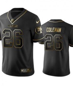 Nike San Francisco 49ers #26 Tevin Coleman Black Golden Limited Edition Stitched NFL Jersey