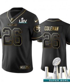 Nike San Francisco 49ers #26 Tevin Coleman Black Golden Super Bowl LIV 2020 Limited Edition Stitched NFL Jersey