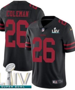 Nike San Francisco 49ers #26 Tevin Coleman Black Super Bowl LIV 2020 Alternate Stitched NFL Vapor Untouchable Limited Jersey