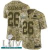 Nike San Francisco 49ers #26 Tevin Coleman Camo Super Bowl LIV 2020 Stitched NFL Limited 2018 Salute To Service Jersey