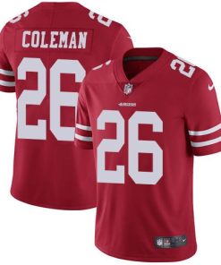 Nike San Francisco 49ers #26 Tevin Coleman Red Team Color Stitched NFL Vapor Untouchable Limited Jersey
