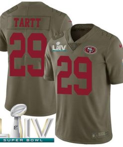 Nike San Francisco 49ers #29 Jaquiski Tartt Olive Super Bowl LIV 2020 Stitched NFL Limited 2017 Salute To Service Jersey