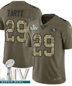 Nike San Francisco 49ers #29 Jaquiski Tartt Olive/Camo Super Bowl LIV 2020 Stitched NFL Limited 2017 Salute To Service Jersey