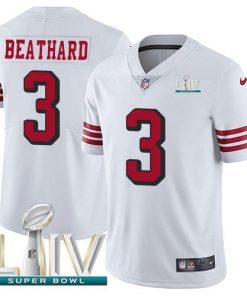 Nike San Francisco 49ers #3 C.J. Beathard White Super Bowl LIV 2020 Rush Stitched NFL Vapor Untouchable Limited Jersey