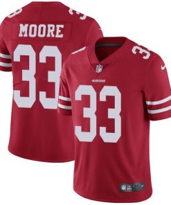 Nike San Francisco 49ers #33 Tarvarius Moore Red Team Color Stitched NFL Vapor Untouchable Limited Jersey