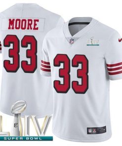 Nike San Francisco 49ers #33 Tarvarius Moore White Super Bowl LIV 2020 Rush Stitched NFL Vapor Untouchable Limited Jersey
