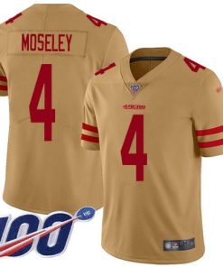 Nike San Francisco 49ers #4 Emmanuel Moseley Gold Stitched NFL Limited Inverted Legend 100th Season Jersey