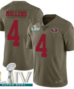 Nike San Francisco 49ers #4 Nick Mullens Olive Super Bowl LIV 2020 Stitched NFL Limited 2017 Salute To Service Jersey