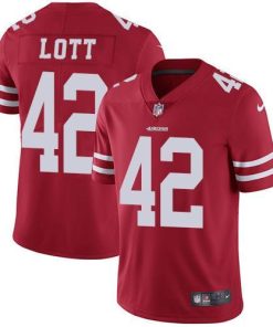 Nike San Francisco 49ers #42 Ronnie Lott Red Team Color Stitched NFL Vapor Untouchable Limited Jersey