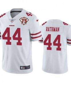 Nike San Francisco 49ers #44 Tom Rathman White 75th Anniversary Stitched NFL Vapor Untouchable Limited Jersey
