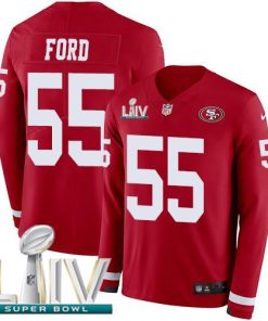 Nike San Francisco 49ers #55 Dee Ford Red Super Bowl LIV 2020 Team Color Stitched NFL Limited Therma Long Sleeve Jersey