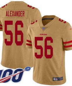 Nike San Francisco 49ers #56 Kwon Alexander Gold Stitched NFL Limited Inverted Legend 100th Season Jersey