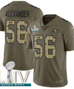 Nike San Francisco 49ers #56 Kwon Alexander Olive/Camo Super Bowl LIV 2020 Stitched NFL Limited 2017 Salute To Service Jersey
