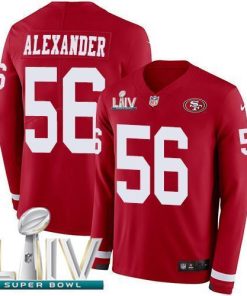 Nike San Francisco 49ers #56 Kwon Alexander Red Super Bowl LIV 2020 Team Color Stitched NFL Limited Therma Long Sleeve Jersey