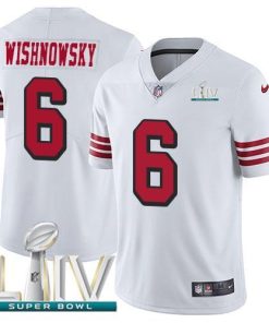 Nike San Francisco 49ers #6 Mitch Wishnowsky White Super Bowl LIV 2020 Rush Stitched NFL Vapor Untouchable Limited Jersey