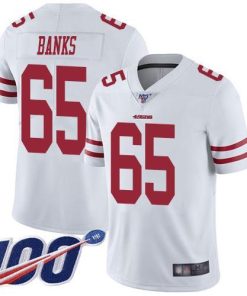 Nike San Francisco 49ers #65 Aaron Banks White Stitched NFL 100th Season Vapor Limited Jersey