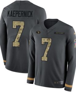 Nike San Francisco 49ers #7 Colin Kaepernick Anthracite Salute to Service Stitched NFL Limited Therma Long Sleeve Jersey