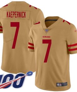 Nike San Francisco 49ers #7 Colin Kaepernick Gold Stitched NFL Limited Inverted Legend 100th Season Jersey