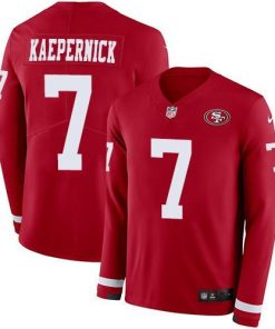 Nike San Francisco 49ers #7 Colin Kaepernick Red Team Color Stitched NFL Limited Therma Long Sleeve Jersey