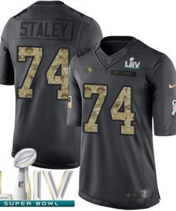 Nike San Francisco 49ers #74 Joe Staley Black Super Bowl LIV 2020 Stitched NFL Limited 2016 Salute to Service Jersey