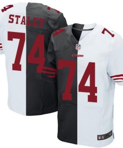 Nike San Francisco 49ers #74 Joe Staley Black/White Stitched NFL Elite Split Jersey