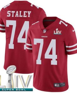 Nike San Francisco 49ers #74 Joe Staley Red Super Bowl LIV 2020 Team Color Stitched NFL Vapor Untouchable Limited Jersey