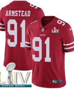 Nike San Francisco 49ers #91 Arik Armstead Red Super Bowl LIV 2020 Team Color Stitched NFL Vapor Untouchable Limited Jersey