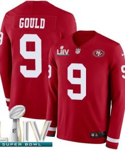 Nike San Francisco 49ers #9 Robbie Gould Red Super Bowl LIV 2020 Team Color Stitched NFL Limited Therma Long Sleeve Jersey