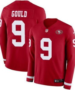 Nike San Francisco 49ers #9 Robbie Gould Red Team Color Stitched NFL Limited Therma Long Sleeve Jersey