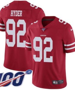Nike San Francisco 49ers #92 Kerry Hyder Red Team Color Stitched NFL 100th Season Vapor Untouchable Limited Jersey