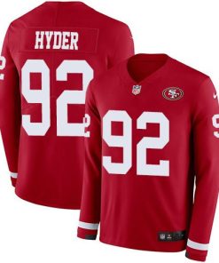 Nike San Francisco 49ers #92 Kerry Hyder Red Team Color Stitched NFL Limited Therma Long Sleeve Jersey