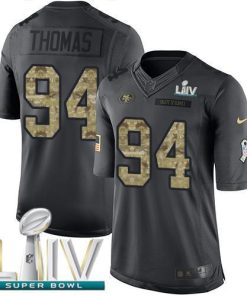 Nike San Francisco 49ers #94 Solomon Thomas Black Super Bowl LIV 2020 Stitched NFL Limited 2016 Salute to Service Jersey