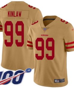Nike San Francisco 49ers #99 Javon Kinlaw Gold Stitched NFL Limited Inverted Legend 100th Season Jersey