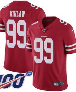 Nike San Francisco 49ers #99 Javon Kinlaw Red Team Color Stitched NFL 100th Season Vapor Untouchable Limited Jersey