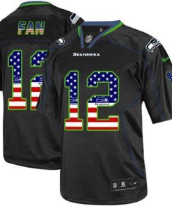 Nike Seahawks #12 Fan Black Stitched NFL Elite USA Flag Fashion Jersey