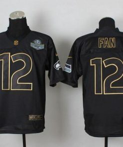 Nike Seahawks #12 Fan Black Gold No. Fashion Stitched NFL Elite Jersey