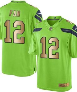 Nike Seahawks #12 Fan Green Stitched NFL Limited Gold Rush Jersey