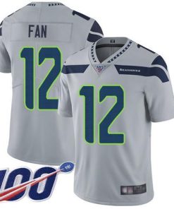 Nike Seahawks #12 Fan Grey Alternate Stitched NFL 100th Season Vapor Limited Jersey