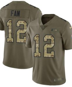 Nike Seahawks #12 Fan Olive/Camo Stitched NFL Limited 2017 Salute To Service Jersey