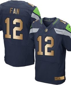 Nike Seahawks #12 Fan Steel Blue Team Color Stitched NFL Elite Gold Jersey