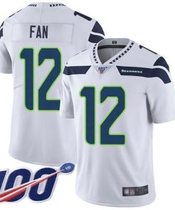 Nike Seahawks #12 Fan White Stitched NFL 100th Season Vapor Limited Jersey
