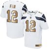 Nike Seahawks #12 Fan White Stitched NFL Elite Gold Jersey