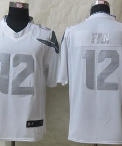 Nike Seahawks #12 Fan White Stitched NFL Limited Platinum Jersey
