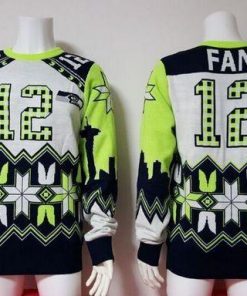 Nike Seahawks #12 Fan White Ugly Sweater